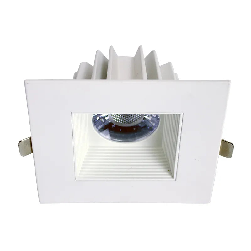 White square LED wafer light by Westgate, 4-inch canless LED fixture, 15W, available in 2700K to 5000K color temperatures.