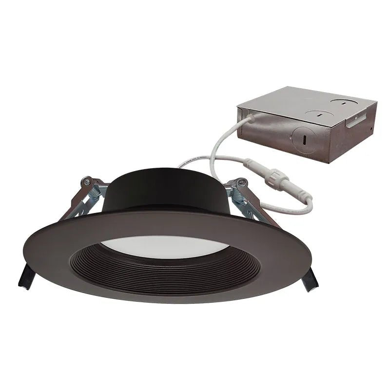 Bronze Westgate 6-inch LED wafer canless recess light, 14W, dimmable, adjustable CCT, modern lighting for ceilings