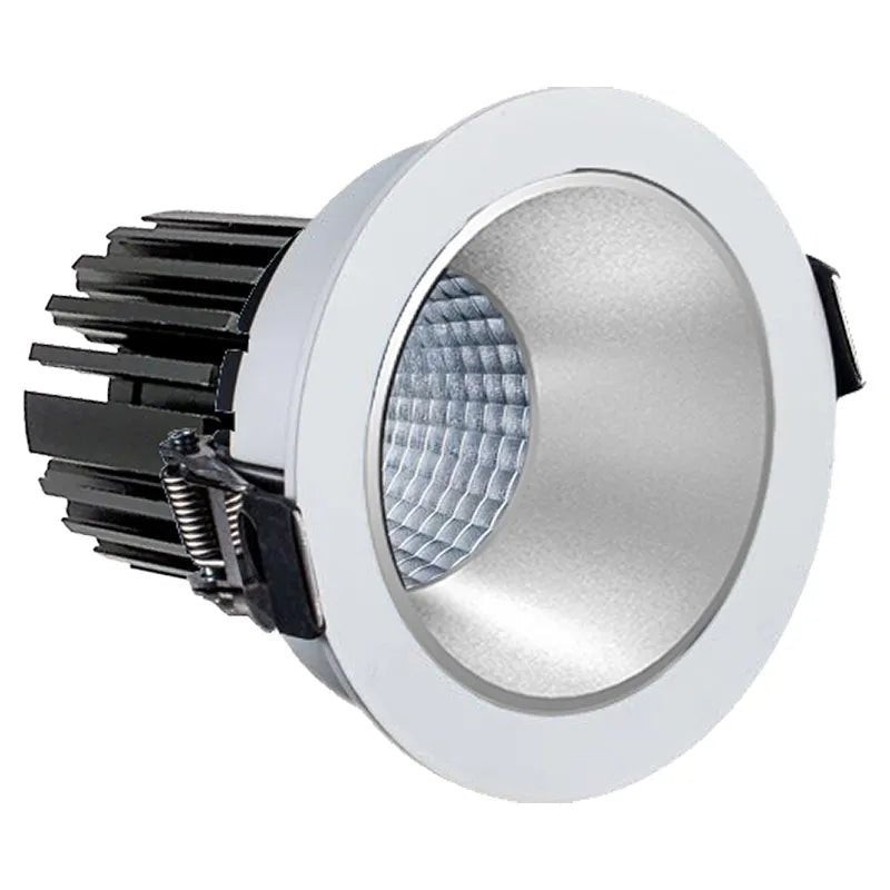 Westgate LED 3-inch architectural canless wafer fixture in white with matte silver reflector, 10W, adjustable CCT, sleek modern design.