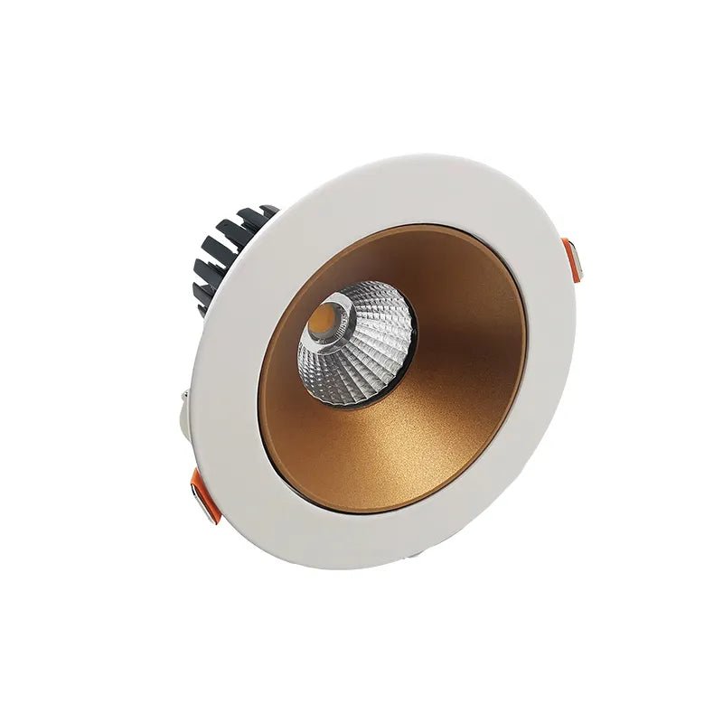 Westgate LED wafer 4-inch architectural canless open trim with matte gold reflector, 10W, adjustable CCT, modern lighting fixture