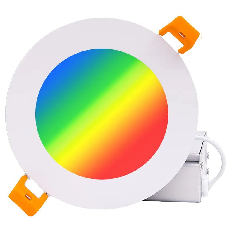 Westgate RGB Ultra Slim 6-inch LED wafer recessed light, 12W, with slim design and color-changing capabilities.