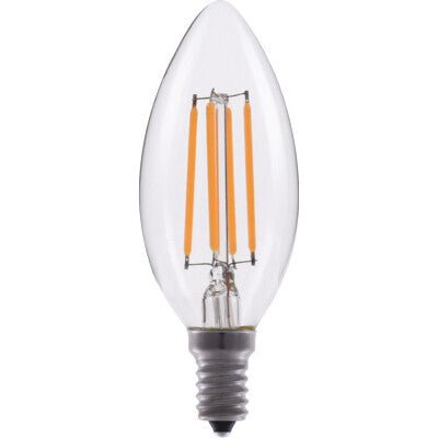Eiko LED Advantage Filament B11 light bulb, 4W, dimmable, 2700K, E12 base, 500 lumens, 80 CRI, suitable for decorative lighting