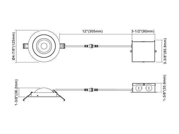 4-inch Black Selectable Canless Floating Gimbal