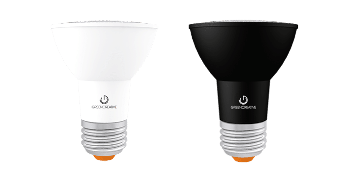 Black Green Creative 6.5W LED PAR20 bulb, dimmable, 40° beam, 3000K warm light, 580 lumens, 120V, energy-efficient LED.