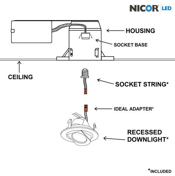 4 in. White LED Recessed Retrofit Adjustable Retractable Downlight, 3000K - Green Lighting Wholesale