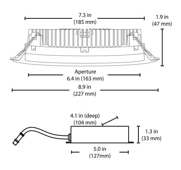 DLE8 Series 8 in. Round Black Flat Panel LED Downlight in 3000K - Green Lighting Wholesale