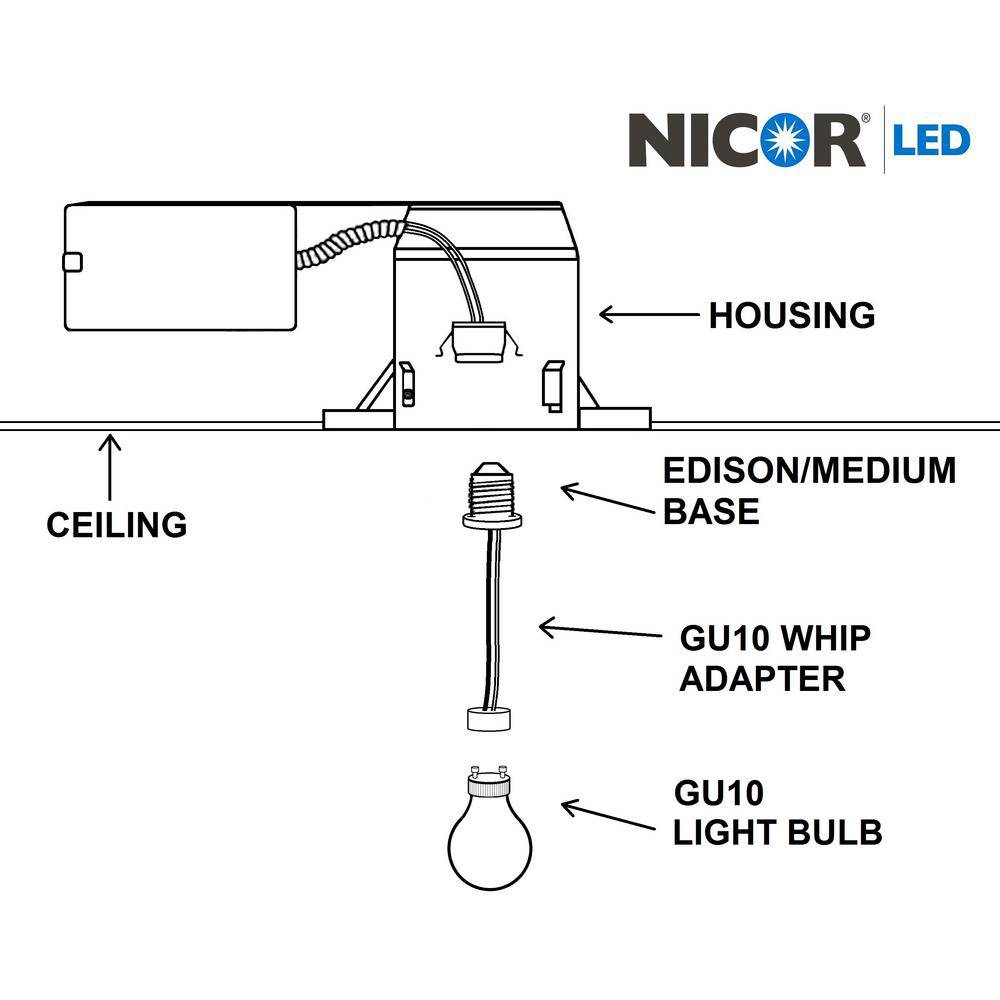 GU10 Whip Adapter for 4" Line Voltage - Green Lighting Wholesale