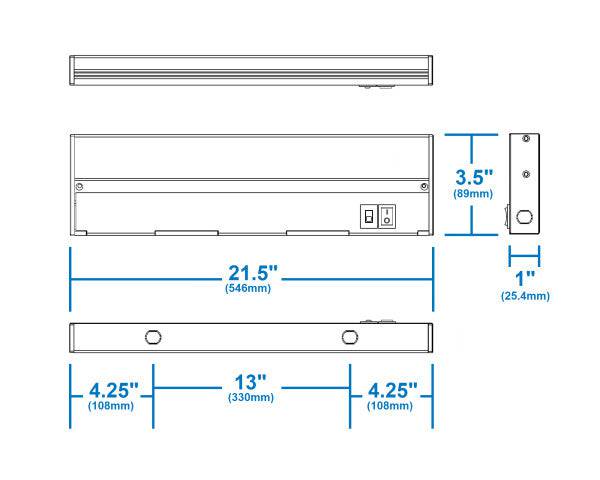 21.5-inch Black Selectable LED Under Cabinet Light - Green Lighting Wholesale