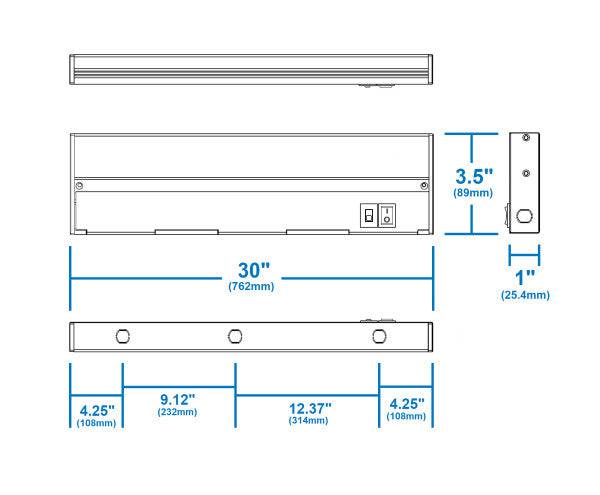 30-inch Oil Rubbed Bronze Selectable LED Under Cabinet Light - Green Lighting Wholesale