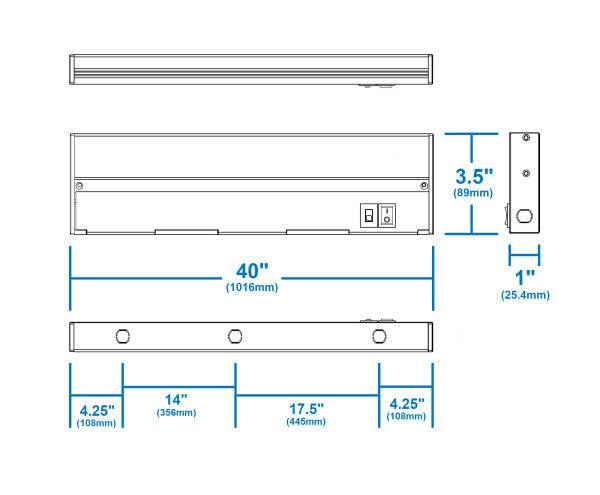 40-inch Black Selectable LED Under Cabinet Light - Green Lighting Wholesale