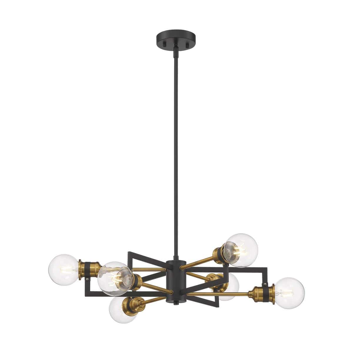 Intention 6 Light Chandelier - Warm Brass and Black Finish - Green Lighting Wholesale