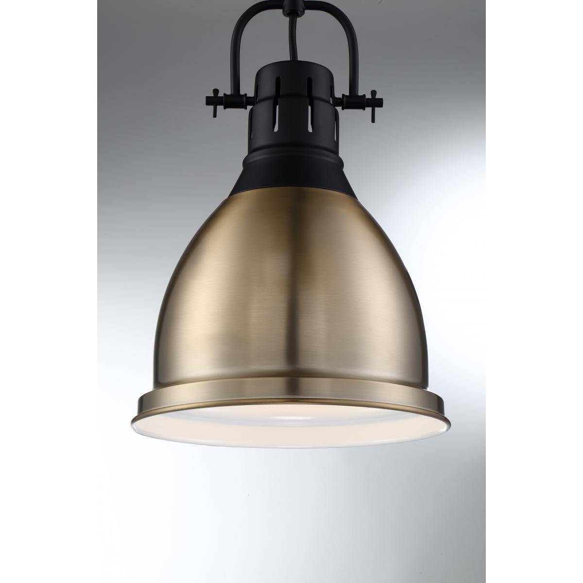 Watson - 1 Light Pendant - Matte Black and Burnished Brass Finish - Green Lighting Wholesale