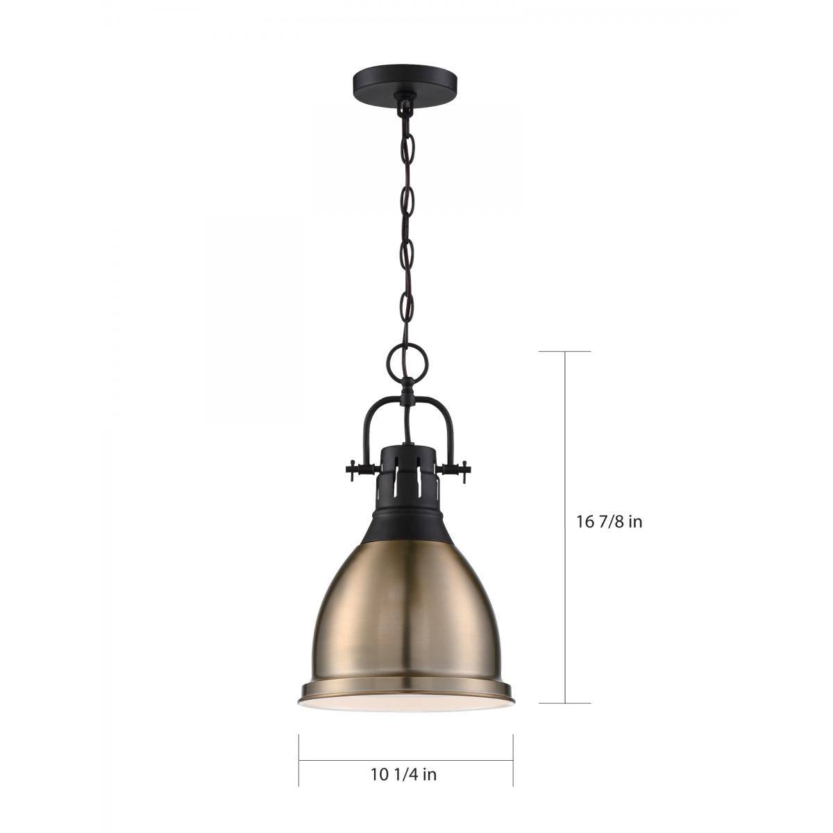 Watson - 1 Light Pendant - Matte Black and Burnished Brass Finish - Green Lighting Wholesale