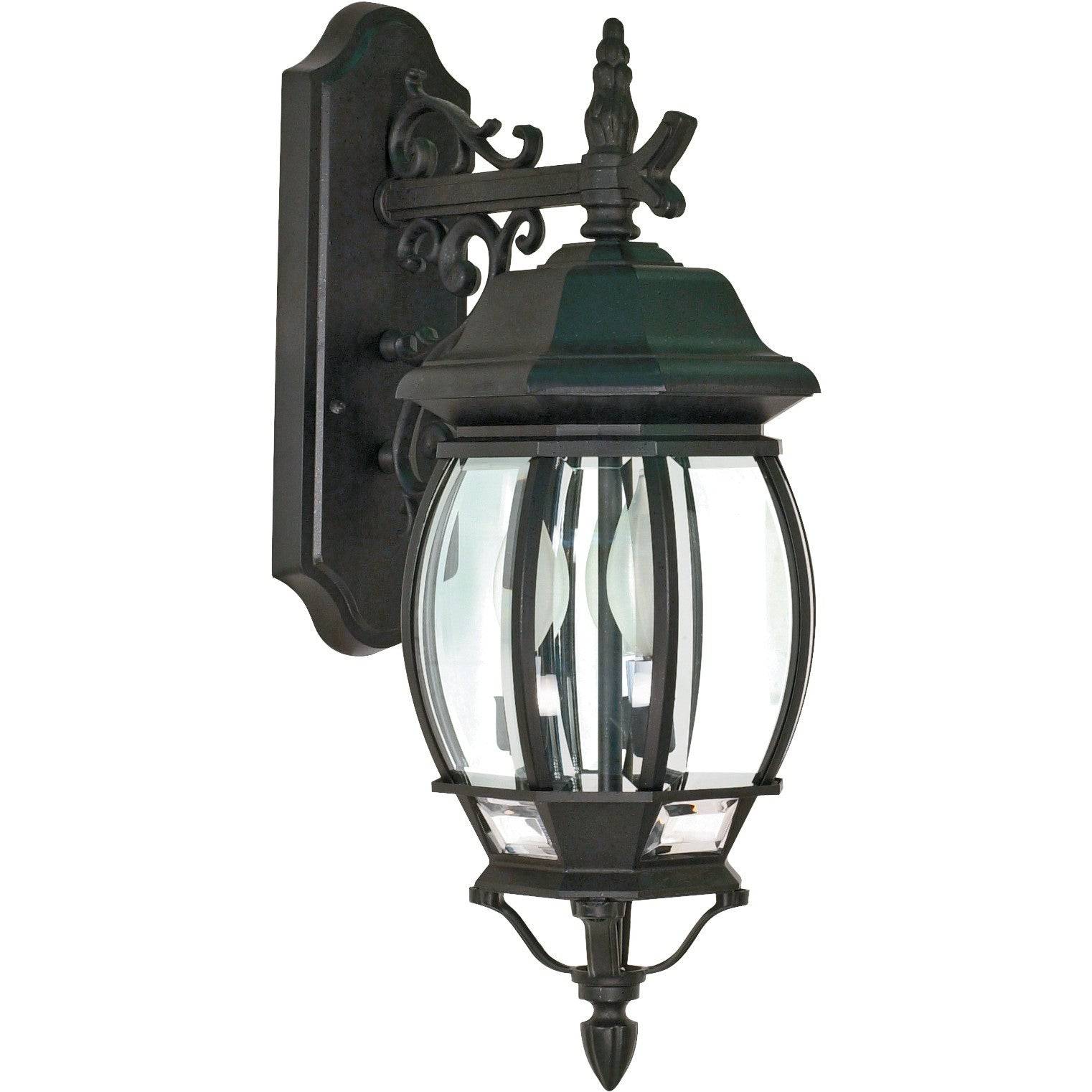 Central Park 3-Light Outdoor Wall Light, Textured Black - Green Lighting Wholesale