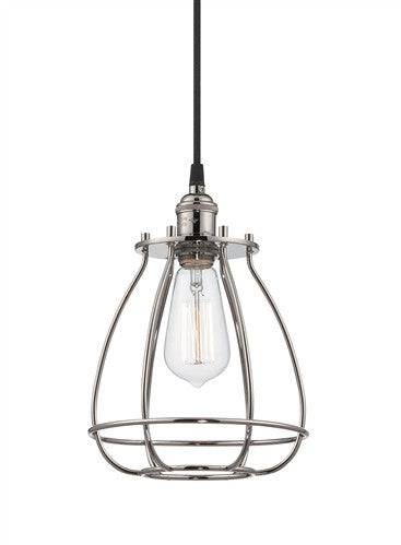 Nuvo Lighting 1 Light Vintage Cage Pendant, Polished Nickel - Green Lighting Wholesale