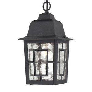 Outdoor Hanging Light in Textured Black Finish with Clear Water Glass - Green Lighting Wholesale