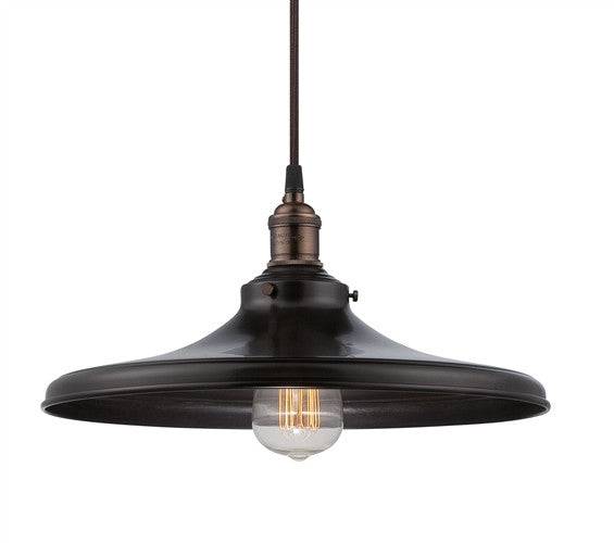Pendant Fixture in Rustic Bronze and Matching Shade - Green Lighting Wholesale