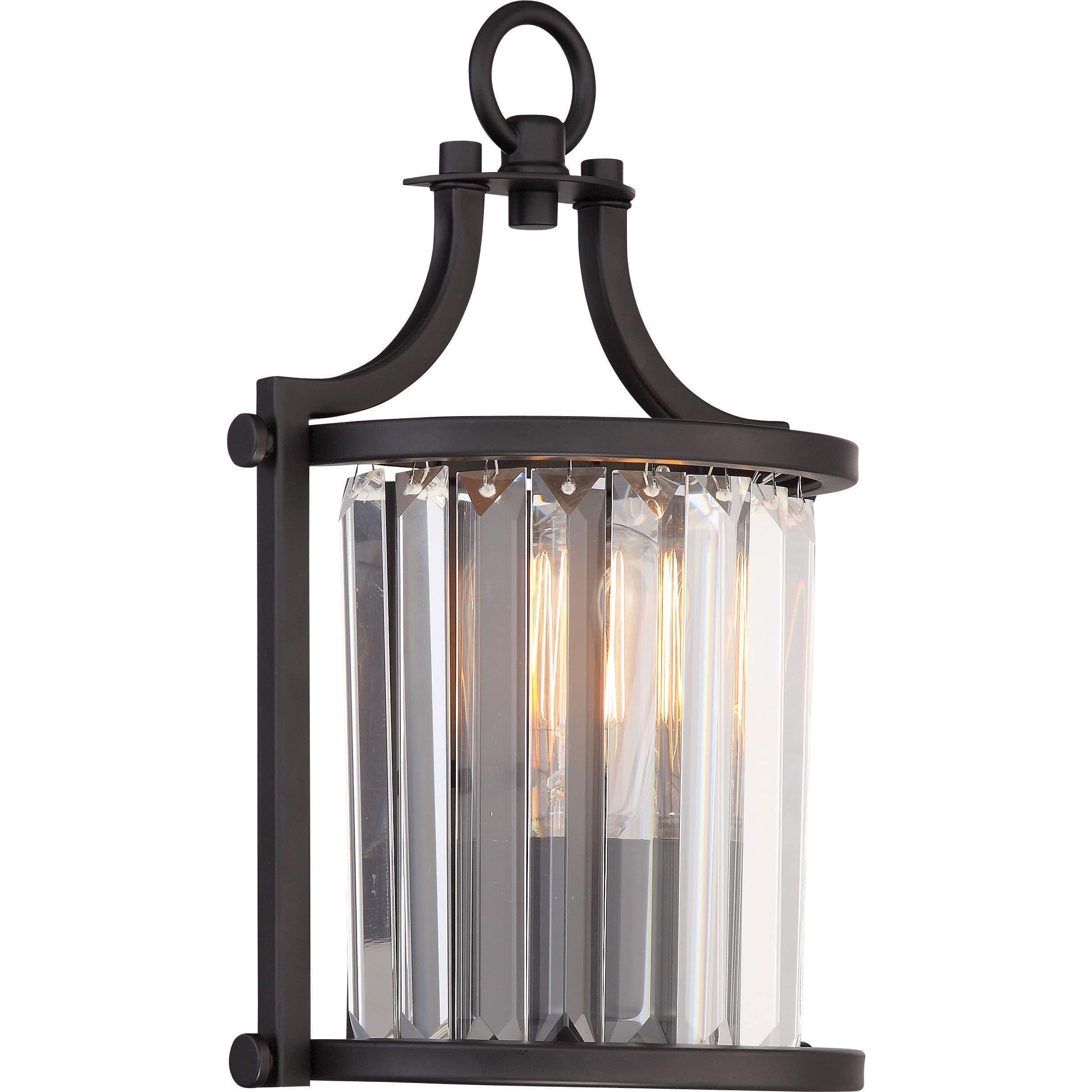 Krys Crystal Sconce with 60w Vintage Lamp Included in Aged Bronze Finish - Green Lighting Wholesale