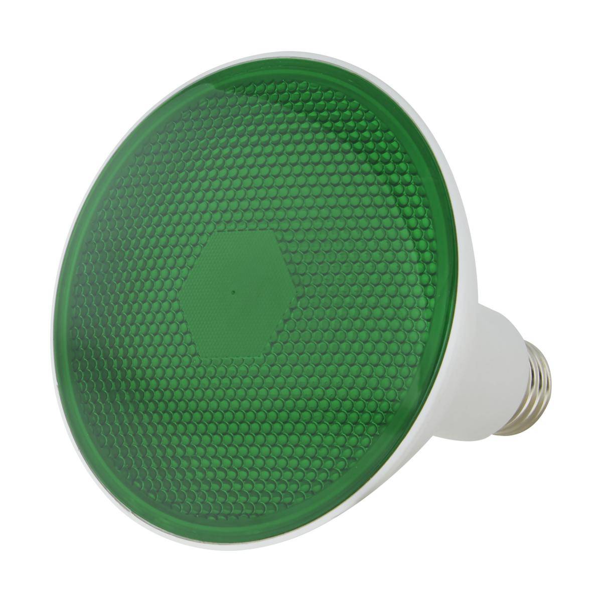 11.5 Watt PAR38 LED; Green; 90 degree Beam Angle; Medium base; 120 Volt - Green Lighting Wholesale