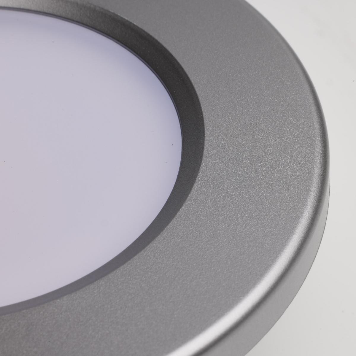 4-inch LED surface mount fixture by Satco with CCT selectable 3K/4K/5K in brushed nickel finish.