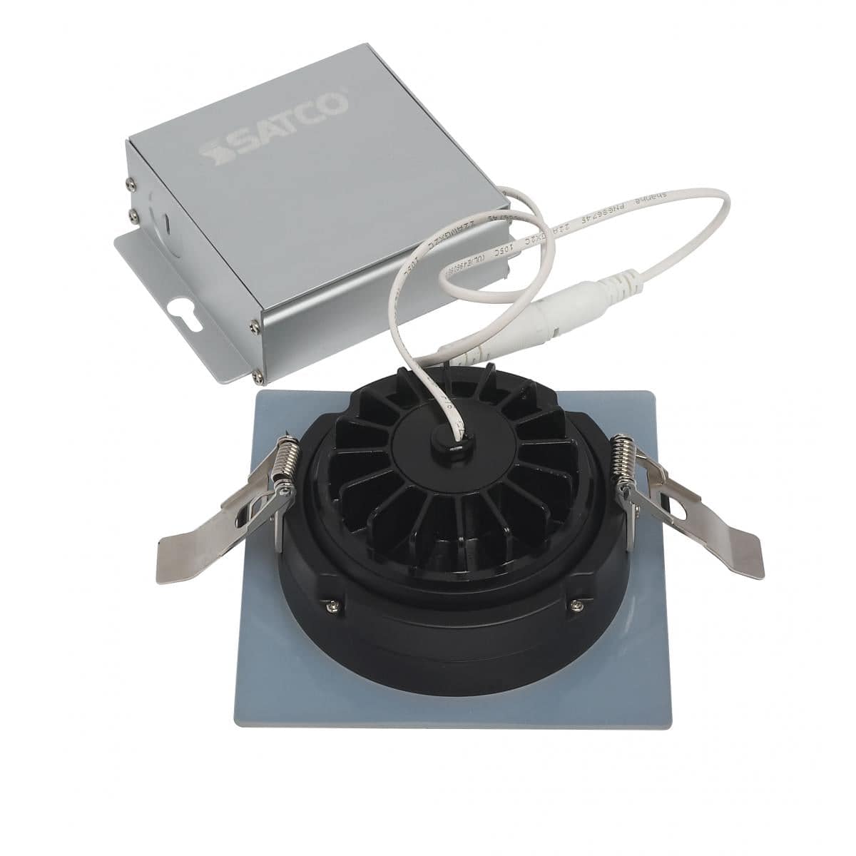 12 watt LED Direct Wire Downlight; Gimbaled; 4 inch; 3000K; 120 volt; Dimmable; Square; Remote Driver; Black - Green Lighting Wholesale