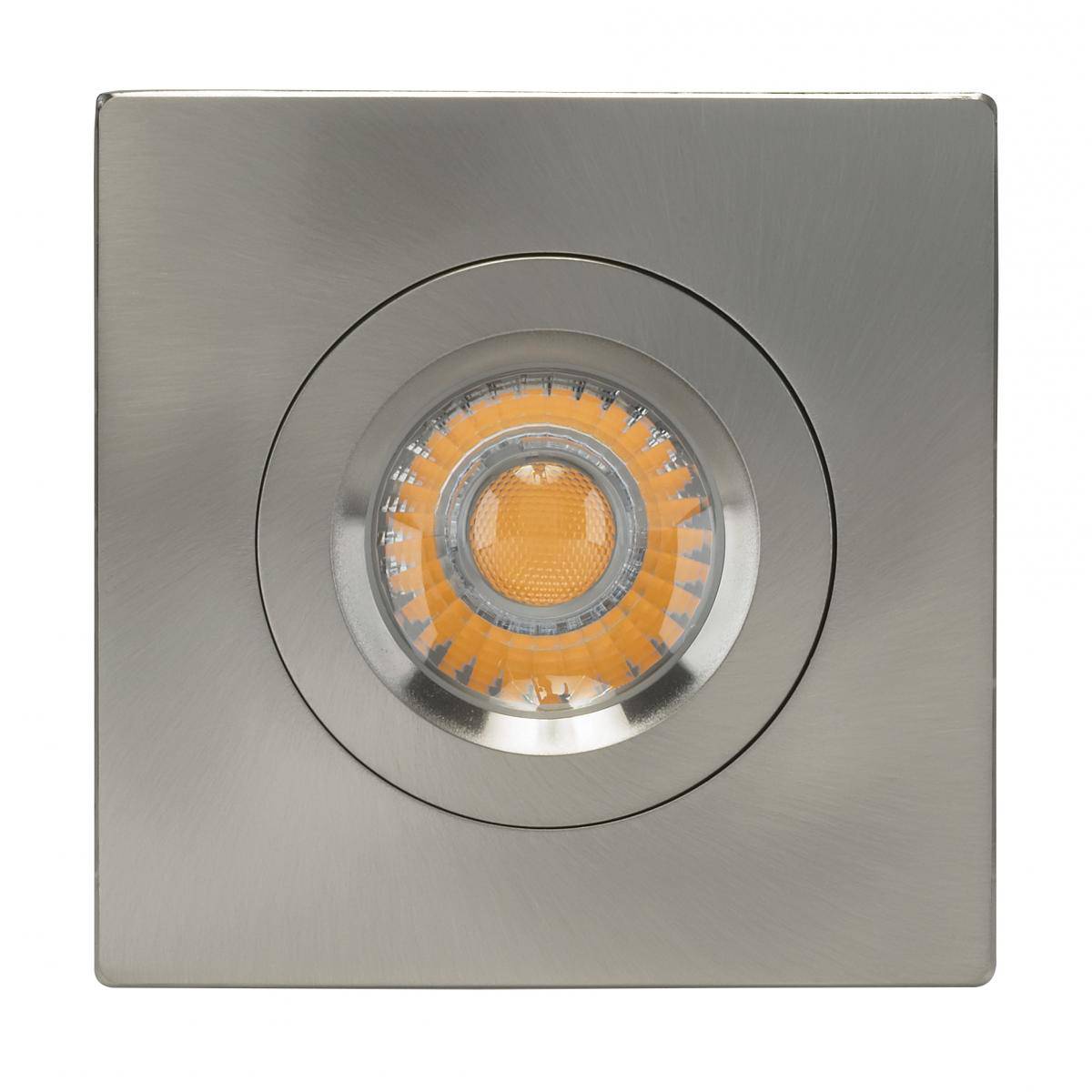 12 watt LED Downlight; Gimbaled; 4 inch; 3000K Square; Brushed Nickel - Green Lighting Wholesale