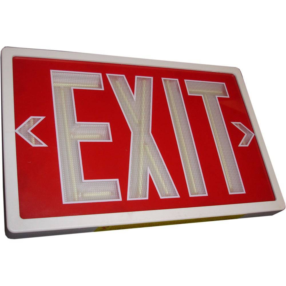 Tritium Exit Sign Single Face Red/White 20 Year | Green Lighting