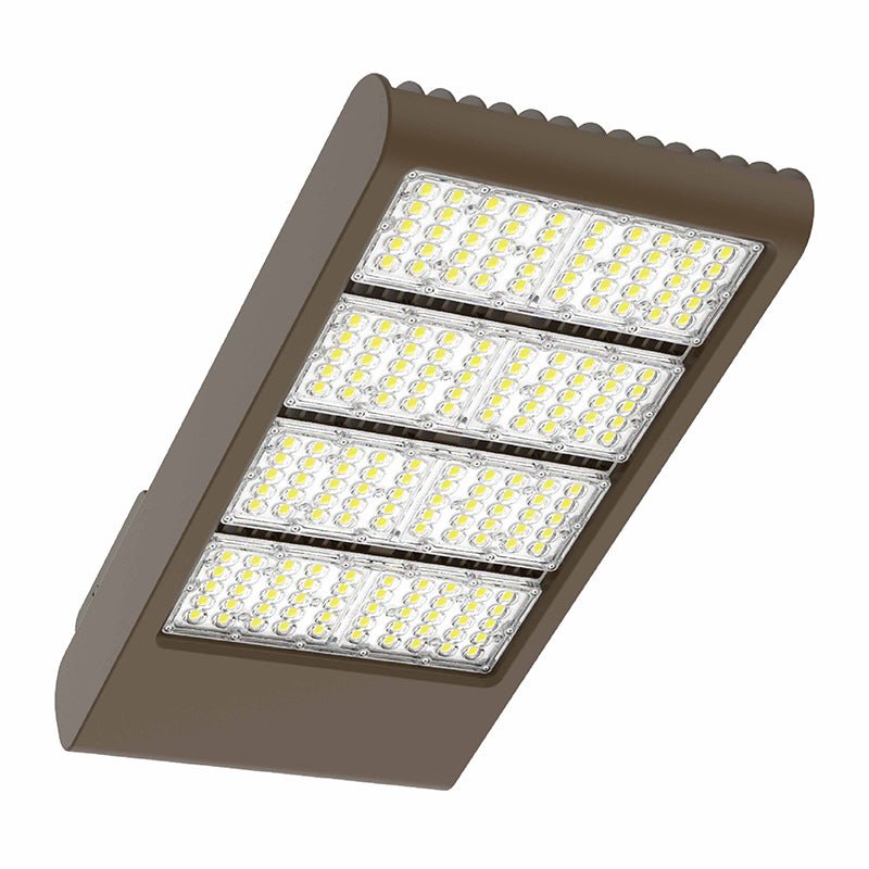 Westgate LED flood light fixture in black with multiple power options 300W to 600W, 5000K color temperature for outdoor lighting.