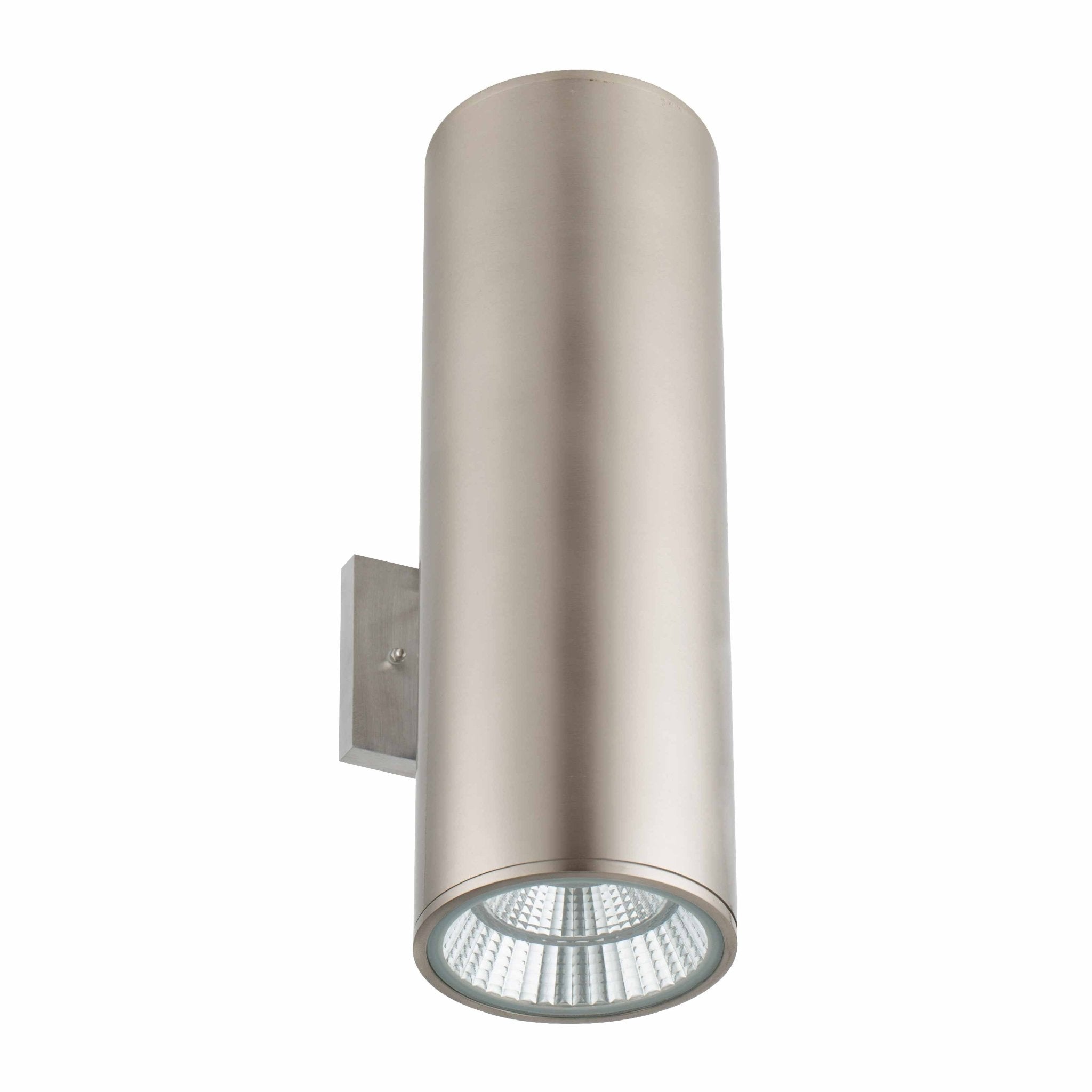 Westgate 6-inch brushed nickel LED wall mount cylinder light with up/down illumination, 40 watts, for versatile LED lighting fixtures.