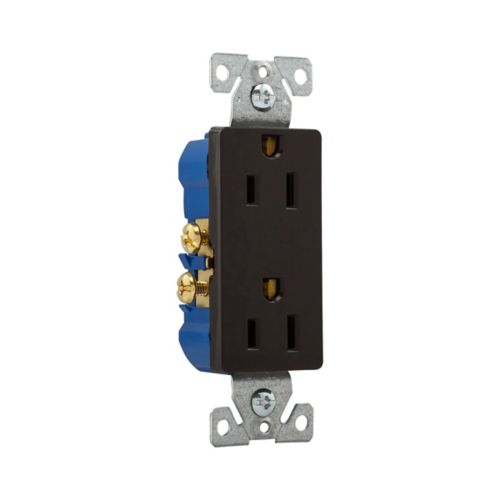 Eaton 15A Brown Residential Grade Decora Duplex Receptacle, #14-10 AWG- 125V