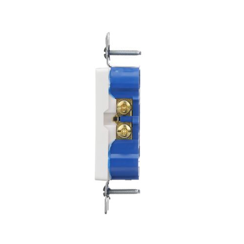 White Eaton 15A duplex receptacle by Cooper, 125V decorator style for wiring devices and electrical installations.