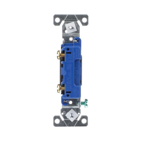 Cooper Eaton single pole 15A toggle switch in brown for 125V wiring devices, showing the switch with toggle lever and mounting hardware.