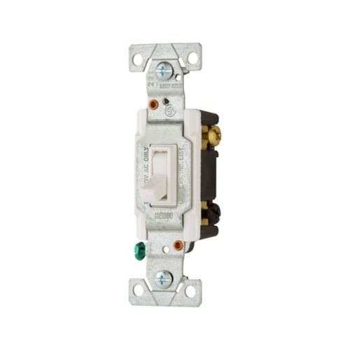 Eaton 15-Amp 3-Way Toggle Light Switch in White- 120V