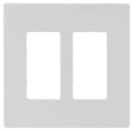 Eaton White Screwless Wallplate, Decorator, Polycarbonate, Two-Gang, Mid-Size