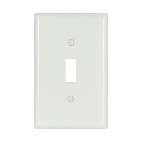 Eaton Toggle Wallplate, White, Toggle Cutout, Thermoset, Single- gang, Mid-size - Cooper