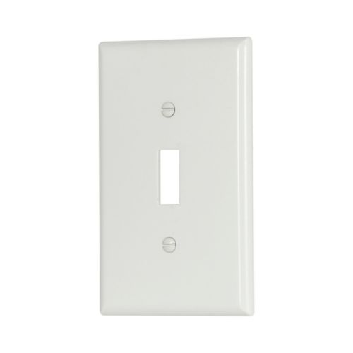 Eaton Toggle Wallplate, White, Toggle Cutout, Thermoset, Single- gang, Mid-size - Cooper