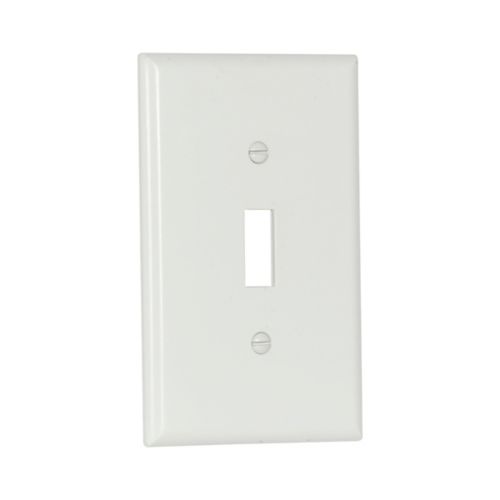 Eaton Toggle Wallplate, White, Toggle Cutout, Thermoset, Single- gang, Mid-size - Cooper