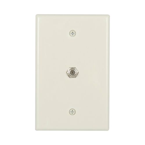 Eaton 1 -Gang Midsize Light Almond Indoor Coaxial Adapter w/ Wall Plate