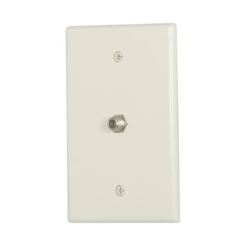 Eaton 1 -Gang Midsize Light Almond Indoor Coaxial Adapter w/ Wall Plate