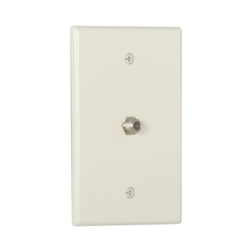 Eaton 1 -Gang Midsize Light Almond Indoor Coaxial Adapter w/ Wall Plate