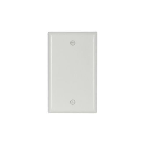 White Eaton standard size blank wallplate by Cooper, designed for wiring devices and wall outlet coverage.