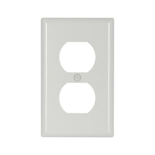 Eaton Standard Duplex Receptacle Wallplate, White, Thermoset, Single- gang - Cooper