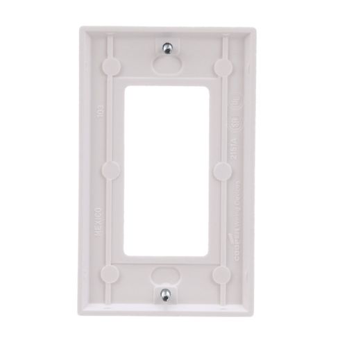 White Eaton Cooper single-gang Decora wallplate for wiring devices, made of durable plastic, with a smooth finish.