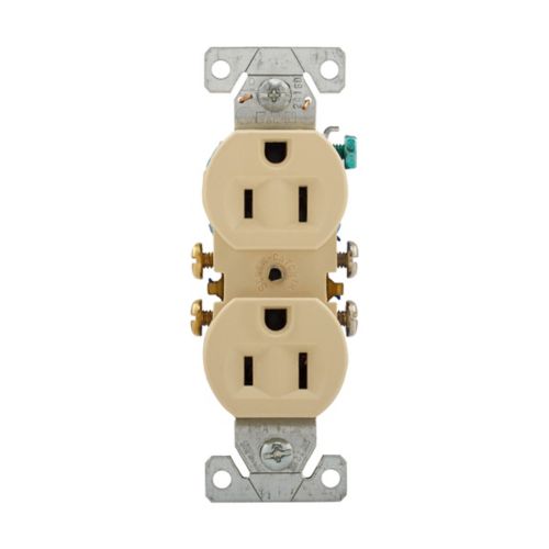 Eaton 15A Residential Grade Duplex Receptacle in Ivory- 125V
