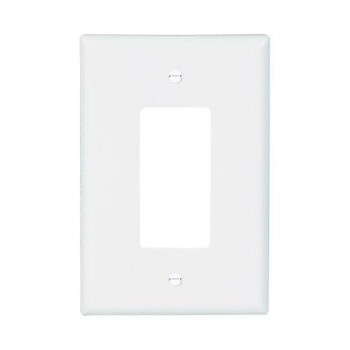 White Eaton oversized decorator or GFCI single gang wallplate by Cooper, designed for wiring devices and wall mounting.