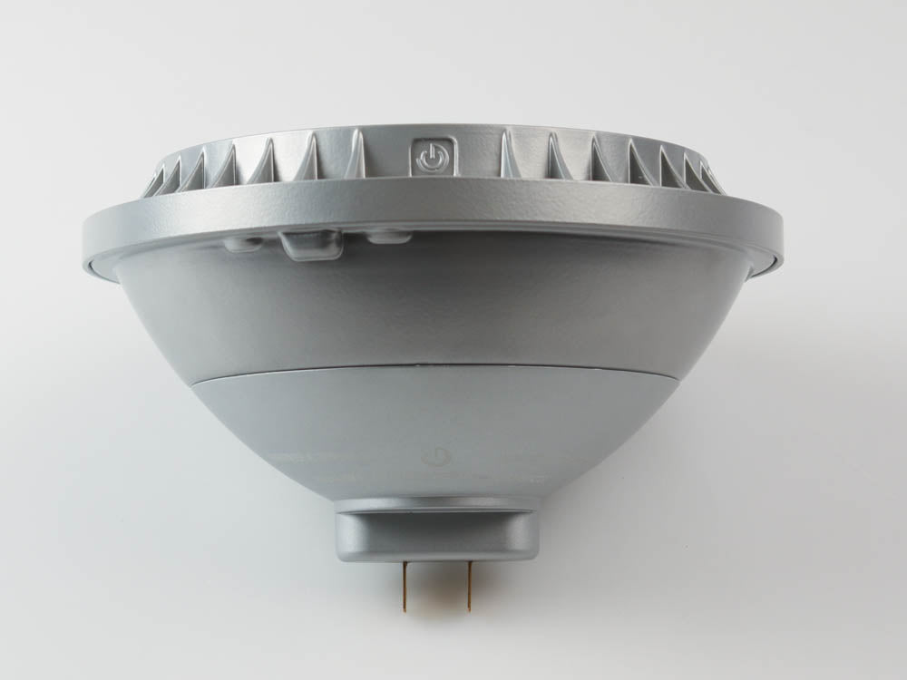 Green Creative LED 40W PAR56 bulb with GX16d base, narrow 15° flood beam, 4000 lumens, 3000K, 120V for stage or landscape lighting.