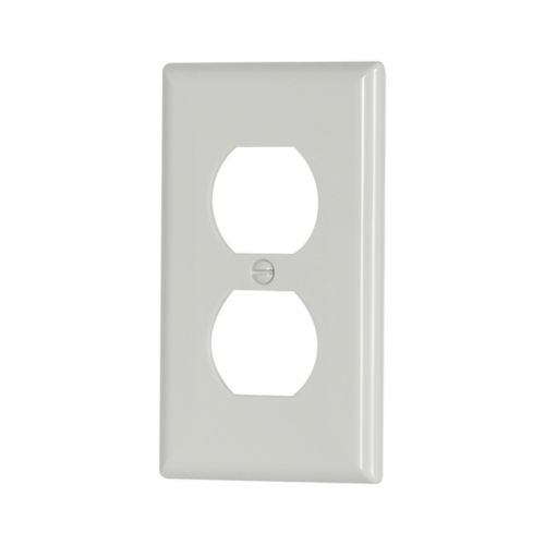 Set of 10 white Eaton Cooper unbreakable duplex receptacle wallplates for wiring devices, durable and easy to install.