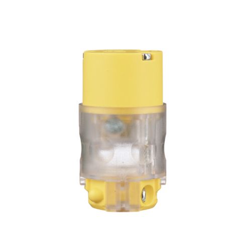 Eaton 15A lighted straight blade power connector with #18-12 AWG wires and 125V rating, manufactured by Cooper.