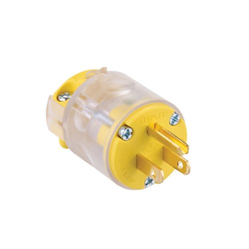 Cooper Eaton 15A straight blade power plug with green LED indicator light, 125V wiring device for electrical connections