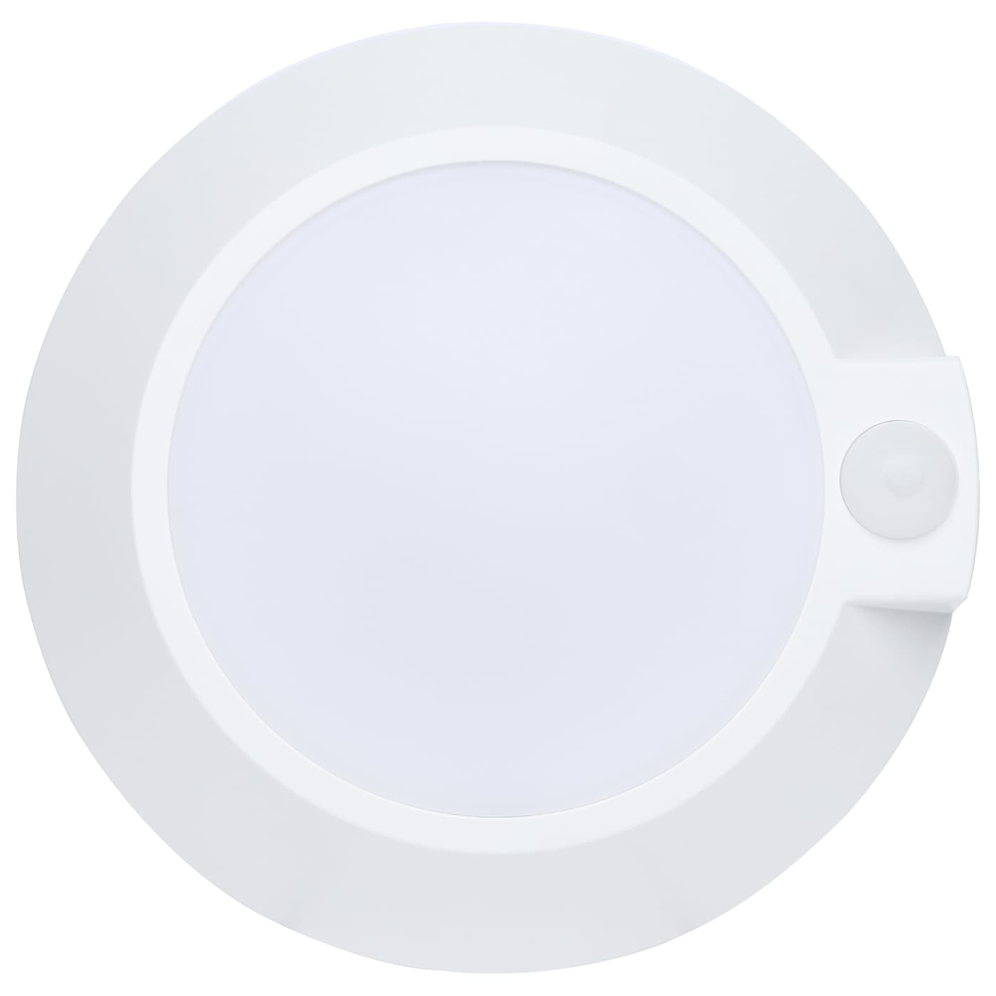 7-inch white LED disk ceiling light with occupancy sensor and adjustable color temperature from Satco.